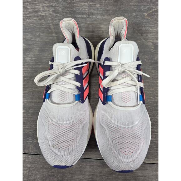 Adidas Ultra Boost 22 White Turbo Indigo Running Shoes Size 9 Womens - Picture 3 of 9